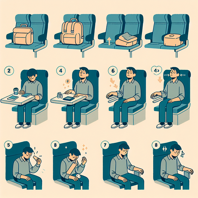 commuter adjusting their seat and environment for meditation