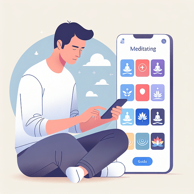 person browsing meditation apps on a smartphone