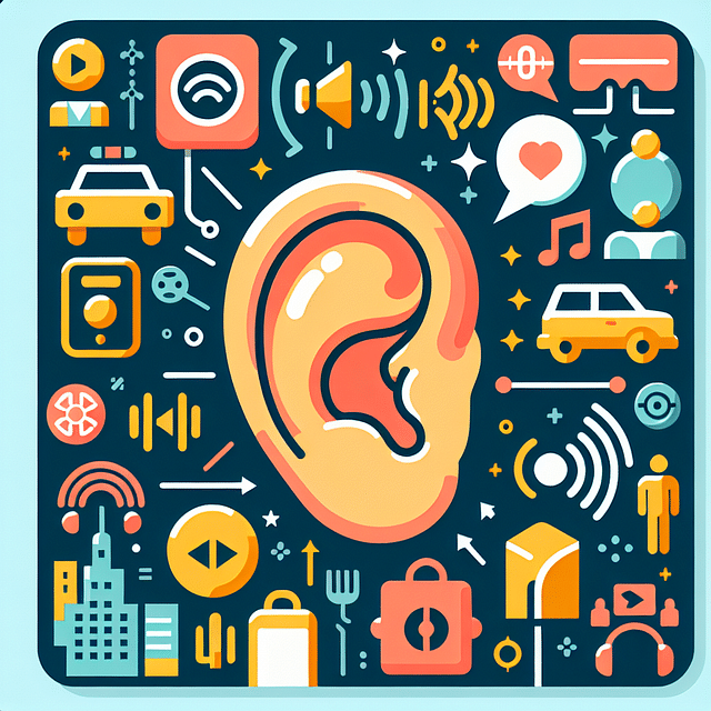 close-up of an ear with city sounds around