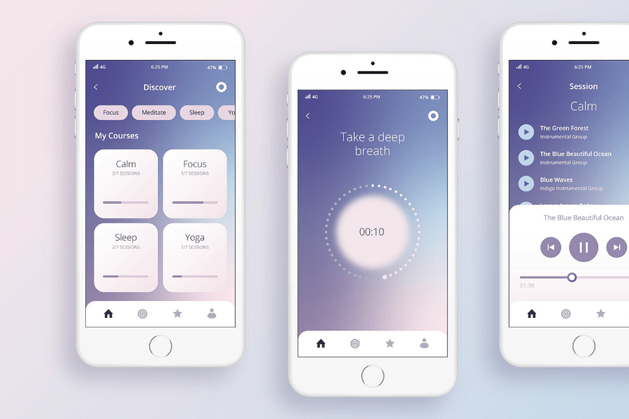 guided meditation interface app