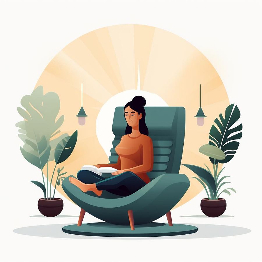 Person sitting comfortably with cushions for meditation