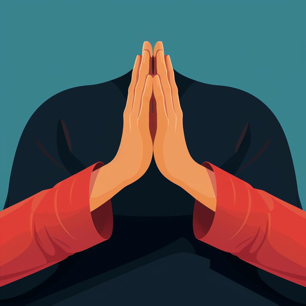 Close-up of hands positioned correctly for meditation