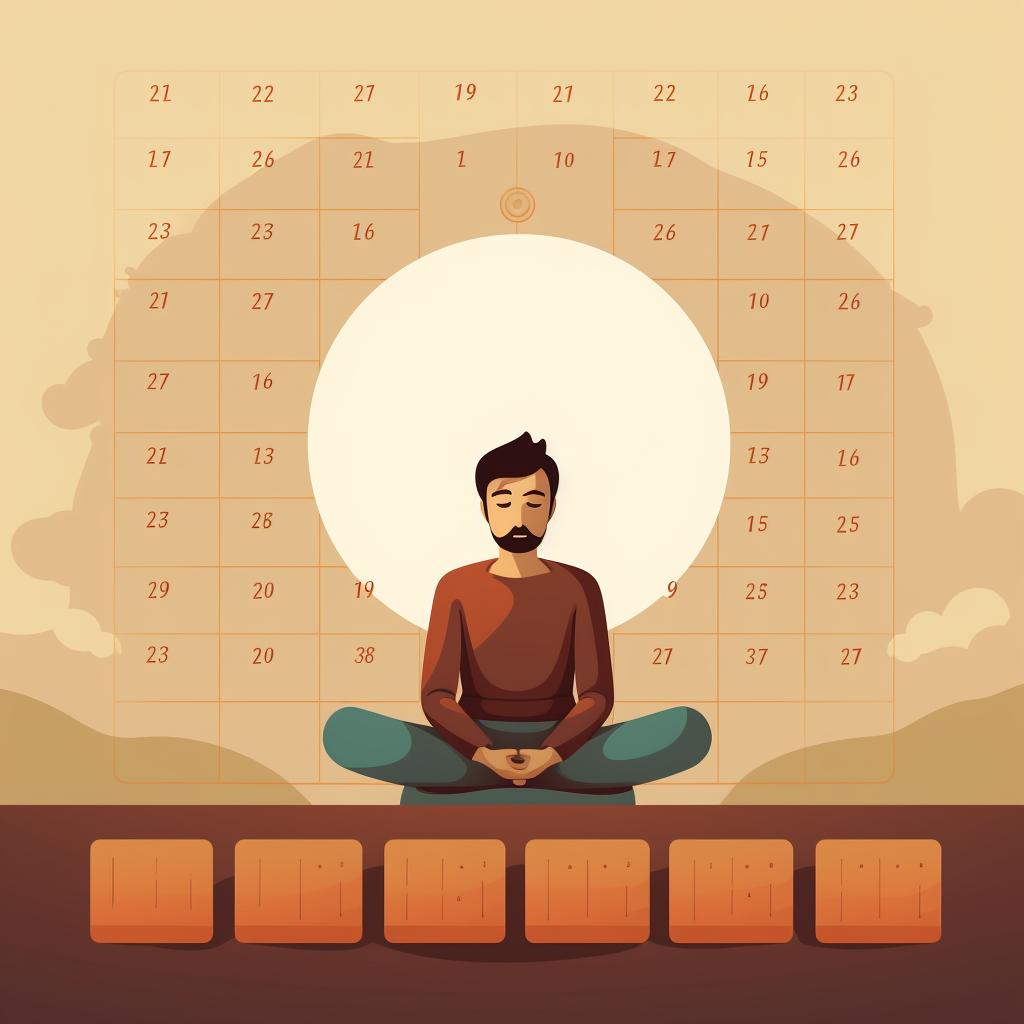 A calendar marked with daily meditation times
