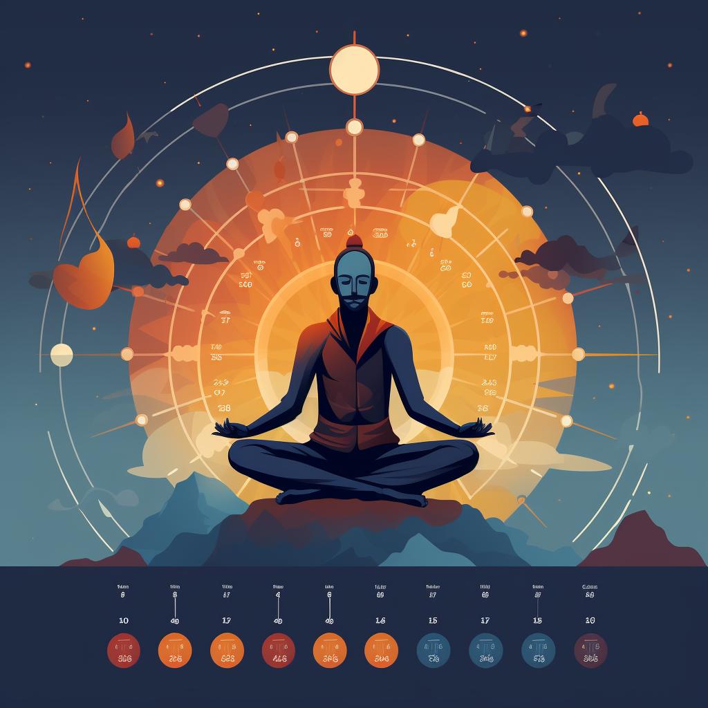 A calendar marked with daily meditation times.